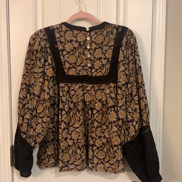 Cleobella Anthropologie Long Sleeve Top Rafi Lace Black Motif Size Medium NWT - Picture 10 of 16